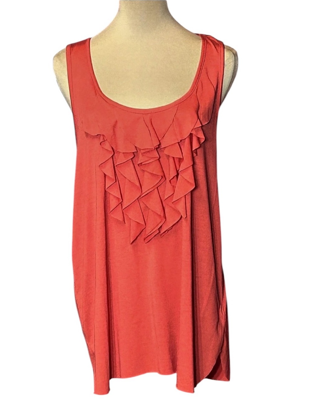 nicole by nicole miller Ruffle Front Tank Top in Coral Large